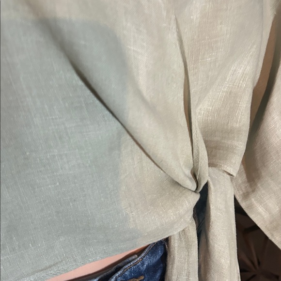 NWT ZARA LINEN SIDE TIE BLOUSE L - Picture 8 of 14